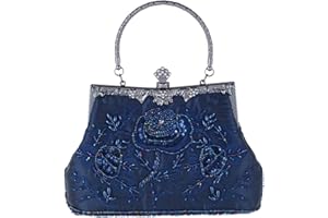 Jywmsc Mujer Bolso de Vintage Estilo con Cuentas Bolso de Lentejuelas bolso de Noche Bolsa de Fiesta Bolso de Embrague Monedero para Boda, Fiesta, Navidad
