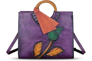 IVTG Genuine Leather Top Handle Handbag for Women Vintage Satchel Retro Handmade Crossbody Bag Purse Tote