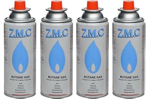 Z.M.C 4X Butan Gaskartuschen 227g mit Ventil Typ MSF-1a, Universal Gaskartusche Butangas Kartuschen mit Bajonett Anschluss für Campingkocher, Gasheizung, Gasbrenner, Unkrautbrenner, Lötbrenner