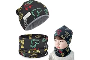 AUGESAK Conjunto Gorro y Bufanda para Niños, Bebé Gorro Bufanda 95% Algodón, Bufanda de Tubo Gorro de Invierno, Gorro y Bufanda 2 a 8 Años para Otoño Invierno Primavera