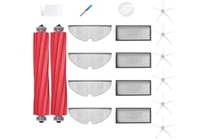 LOVECO Kit de Remplacement pour Roborock Q7, Q7 Max, Q7 Max Plus, Q7 MaxV, Q7 MaxV Ultra,2 brosses principales, 4 filtres, 6 brosses latérales, 4 chiffons à serpillère,1 outil de nettoyage