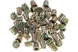 50 pezzi Nimoa Inserti Filettati per Legno M5 10mm, dadi esagonali in lega di zinco per mobili con testa esagonale filettati per inserto in legno