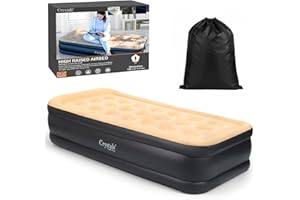 Crystals High Raised Airbed, Inflatable Single Air Mattress with Built-In Electric Pump, Comfortable Blow Up Bed for Adults & Kids, Ideal Camping Mattress, Portable Inflatable Air Bed for Home-Travel