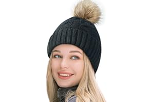 URECOVER Gorro Pompon Mujer Regalos Navidad: Gorro Invierno Mujer Calendario Adviento Gorros de Nieve Mujer Gorro Esqui Running Beanie, Amigo Invisible Regalos Originales para Mujer Gorro Negro Talla única