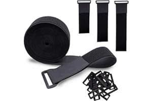 Noviatrix 5cm × 5m Sangle Scratch, Bande Velcro avec 15 Boucles, Réglable Serre Cable Scratch Coupe Libre Attaches de Câble pour Câbles Tuyaux Couture