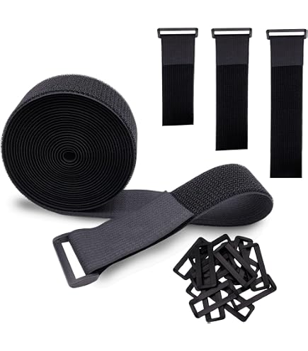 Sangle Scratch Réutilisable 5m X 2cm - 25 Boucles Incluses - Pour Rangement Câbles, Fixation - Adhésif Puissant Noir - 4
