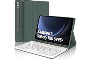 JADEMALL Custodia con Tastiera per Samsung Galaxy Tab S9 FE+ 12.4" 2023(SM-X610/616B), Italiana QWERTY Tastiera Bluetooth con Portapenne per Samsung Tab S9 FE+ 12.4", Verde scuro