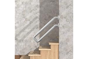 MSFE Pasamanos de montaje en pared con superficie antideslizante, pasamanos en forma de u con accesorios,Pasamanos de escalera con halo luminoso,soporte de pasamanos,para bañera,inodoro/peldaños