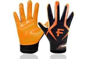 FINGER TEN American Football Gloves Youth Kids Ultra Tack Sticky Non-Slip Palm Receivers, Rugby Gloves for Boys Girls Flexible Stretch Protection Waterproof Professional Fit Children Age 5-14