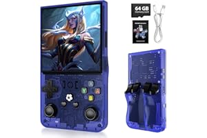 XISKT 2025 New Upgrade R36MAX Retro Handheld Game Console with 64GB Built-in 18000+ Classic Games, Portable Video Gaming Console Linux System 4.0 Inch IPS Screen, 4000mAh Rechargeable Battery-Blue