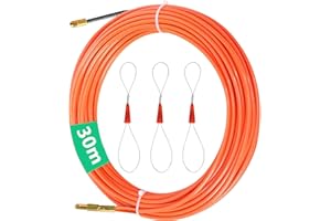 CONNECTION 30m Sonda Passacavi,Sonda Elettricista Ø 4 mm Sonda Passacavi Professionale Molla Elettricista Con 3 Molla Di Guida Tiracavi Attrezzi per inserimento ed estrazione cavi la Posa di Canaline