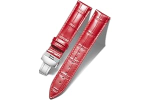 BINLUN Cinturino per Orologio in Pelle Ricambio Cinturini per Unisex con Fibbia Azionamento Farfalla Argento/Oro/Oro Rosa 12mm-24mm 10 Colori