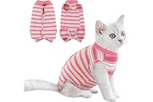 CITÉTOILE Katzenbody nach Op, Postoperative Katzenkleidung für Bauchwunden, Erholungsanzug Kleidung nach Der Operation Tragen, E-Halsband Alternative für Katzen Hunde, Rosa, XS