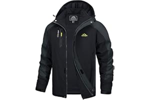 TACVASEN Men's Waterproof Jackets Lightweight Micro Fleece Winter Jacket Softshell Hiking Rain Coats with Removable Hood