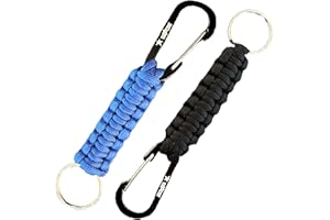 KADACTIVE Paracord Keyrings with Carabiner Keyring Clip - 2 Pack keyrings for Backpack, Survival, Camping - Paracord Key Chain Key Holder - Key Lanyard for Men - car Keyring