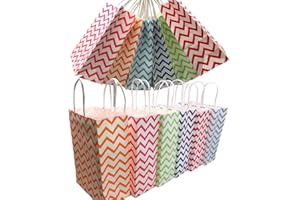 Aisamco 30 sztuk papierowych torebek na imprezę, torebki prezentowe, torebki typu kraft z uchwytem w różnych kolorach, na urodziny, imprezę, Boże Narodzenie, wesele i imprezę