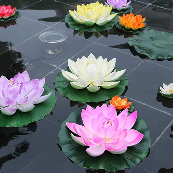 Cheerix Künstliche Seerosen - 6 Stück Schwimmende Lotusblätter Für Teich