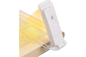 DEWENWILS - Lámpara de lectura recargable, lámpara de clip para leer en la cama, 4 ajustes de brillo, 2 colores cálidos, protección de los ojos, regalo para los lectores infantiles, color blanco