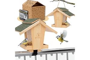 ARTENWELT Artgerechtes Vogelhaus Balkon inkl. Meisenknödelhalter und kratzerfreie Montage Vogelfutterhaus zum aufhängen hochwertiger Vogelfutterspender Futterhaus für Vögel Vogelhäuschen in Geschenkverpackung