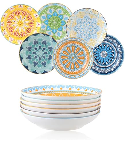 AHX Porcelain Large Serving Bowls - Salad Soup Noodles Windows Bowls - Large Cereal Pasta Bowl Set - 3 Pack Ceramic Bowl Sets with Large Capacity - Microwave and Dishwasher Safe - 83