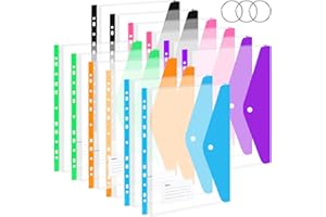 TOMONEED Plastic Wallets A4 Punched Pockets - 12PCS Expandable Plastic Folders A4 Wallets with Snap Button Side Opening Document Folders with 3 Rings