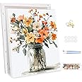 MEIYUDA Paint by Numbers Kits for Adult with Frame Watercolor Flower, DIY Canvas Oil Painting Kit for Adult or Beginner, Arts and Crafts Kit Acrylic Pigment for Home Wall Decor 30x40cm