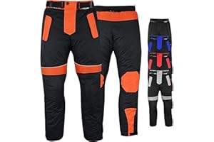 ‎GERMAN WEAR German Wear Men's Motorcycle Trousers with 2CE Protectors, Windproof Biker Quad Textile Trousers, Washable & Removable Thermal Lining, Combination Zip, Elastic Waistband, 4 Layers and 2 Zip Pockets