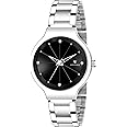 EDINARO Gorgeous Analogue Round Studded Dial Watches for Women and Ladies Watch with Stainless Steel Adjustable Bracelet Strap with Double Lock Clasp Watches for Girls