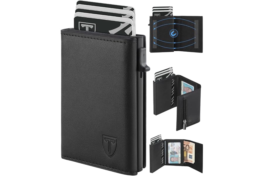 TEEHON Portafoglio Uomo Slim, Portacarte in Pelle con Protezione RFID, Porta Carte di Credito Uomo Piccolo, Porta Tessere con
