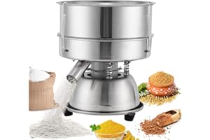 YUCHENGTECH Tamiz Eléctrico Máquina de Cribado de Polvo de Malla 40 para Cribado de Harina y Azúcar en Polvo,Diámetro del tamiz 300mm,1150rpm 50W,Capacidad de procesamiento de 3-5kg/h, Todo de Acero Inoxidable