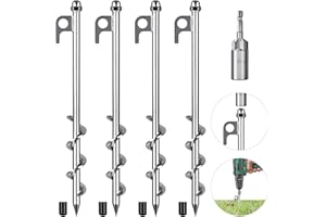 Lifeswell 12 Inch Ground Anchors, 4 Pcs Heavy Duty Tent Stakes, Easy to Install and Reusable, for Camping Tents, Trampolines, Sheds, Swing Sets, Securing Animals