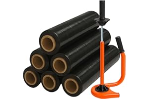 Freiziel® Profi Abroller Premium Orange+ 6 Rollen 2,5 kg Stretchfolie 23 my (schwarz)