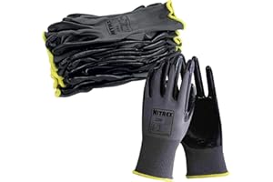 NITREX 250 10 Paia di Guanti da Lavoro per Uso Generico – Palmo Rivestito in Nitrile – Resistente all’Abrasione - Guanti Protettivi per Uso Industriale e Meccanico – Taglia 9 (L)