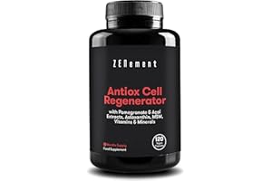 Antioxidant Cell Regenerator, Anti-Aging, 120 Capsules, with Pomegranate, Açaí, Astaxanthin, MSM, Vitamins C, E & Minerals (Zinc, Selenium and Copper) | 100% Natural, Vegan | Zenement