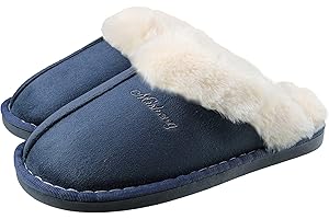 SMajong Hiver Chaussons Maison pour Femme Homme Mousse Mémoire Peluche Pantoufles Intérieure Antidérapant Chaud Pantoufles Daim Fourrure Mules 35-46EU