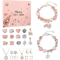 PITMT Calendrier De L’Avent Bijoux 2025 – 24 Surprises Avec Bracelets Et Colliers DIY Pour Filles Et Femmes – Cadeau De Noël Créatif