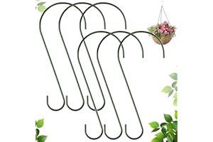 Vylro 6 Stück Extra Lange S-Haken Set, 30,5 CM/12 Zoll Dunkelgrün Haken zum Aufhängen, Anti-Rost Groß Metallhaken, S-Förmiger Haken, für Vogelhaus, Vogelfutterhaus, Blumenampel, Laternen, Windspiele