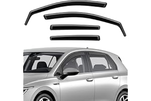 GEARMONSTER Déflecteurs d'air compatibles avec VW Golf MK7/MK8 2014-2024 Protection Pluie, 4 pièces, Noir