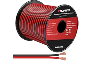 VIABRICO 14AWG 100FT Electrical Wire Cable 2 Conductors Red Black Cable Hookup LED Lighting Strips Flexible Wire Extension Cord 14 Gauge Copper Clad Aluminum Copper Wire 12V/24V DC Cable