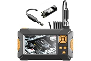 360 Rotation Dual Lens Borescope Endoscope Camera, Zealtron 8.0mm Digital Borescope Inspection Camera 4.3" IPS Screen, IP68 Waterproof Snake Camera with 8+1 LED Lights, 32GB Card, Travel Case