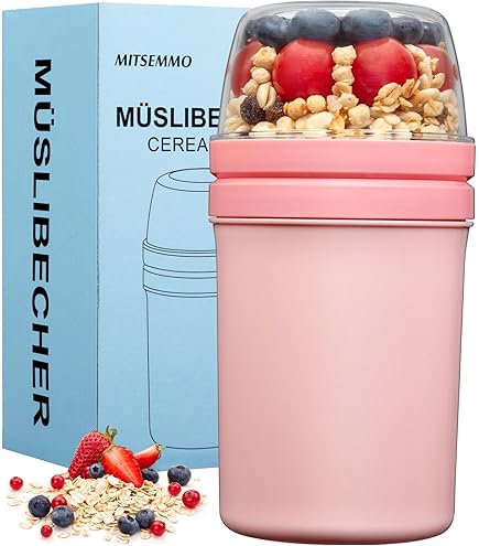 EYNEL 4 Pack On The Go cereal, yogurt cups with lids and spoon