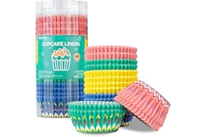 Parmedu 400 Piezas de Papel para Cupcakes, Tamaño Estándar, 5,1 cm, 4 Colores, Patrones de Girasol, Tazas para Hornear, Envoltorios para Cupcakes, Modelo BK009
