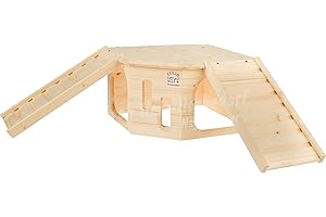 RESCH HEIMTIERBEDARF Resch Numéro32 Coin pour Rongeurs XL/Bois Massif d’épicéa, Non traité / •Deux entrées et Sorties larvées sous Les Deux escaliers et Un Grand Toit Servant de Plate-Forme de Repos