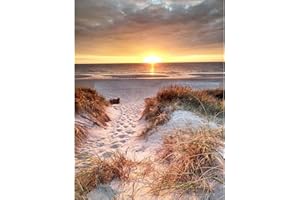 feelive Paysage Peinture Diamant Adulte, Plage de Sable DIY Diamant Kit Complet 5D Diamond Painting Artisanat Strass Point de Croix Painting pour Adultes, Enfants, Décoration Intérieur 30x40cm