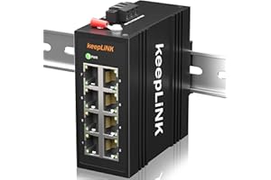 keepLiNK Commutateur Ethernet Industriel 8 Ports, commutateur réseau Rail DIN non géré 10/100Mbps, IP40, Plage de température de Fonctionnement de -30°C – 70°C (-22°F – 158°F)