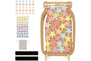 UPTVIN Belohnungsbecher, Belohnungsglas, Belohnungssystem Kinder, Belohnungsglas Kinder, Belohnungssystem Glas mit Sternen, mit Holzhalter und 30 Stern + Sticker, für Haus, Schule und Töpfchentraining