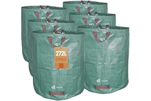 VOUNOT® Sacs de jardin XXL Lot de 6 sac jardin 272L Sacs de déchets jardin résistants Sac à déchets de Jardin Sac déchet en PP robuste Lot de 6 sacs à déchets de Jardin Sacs poubelle de jardin