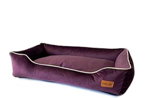 Halkalife Divano per Cani Impermeabile e Resistente all'abrasione. Divano Lussuoso e Glamour per Un Cane o Un Gatto. Letto Morbido per Cani. (M (80x50x18 cm), Prugna)