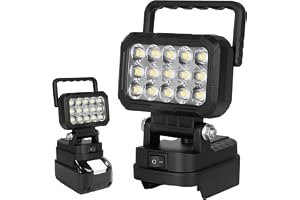 AUAUY 45 W trådlös LED-arbet för Makita 18 V batteri, bärbar ficklampa jobbbelysning med två USB-laddningsport, belysning för