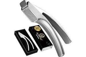 Presse-ail en Acier Inox - Écrase l'Ail Sans Épluchage - Démontable et Passe au Lave Vaisselle - Nettoyage Facile - Hachoir Ail Professionnel inoxydable par Gourmet Easy